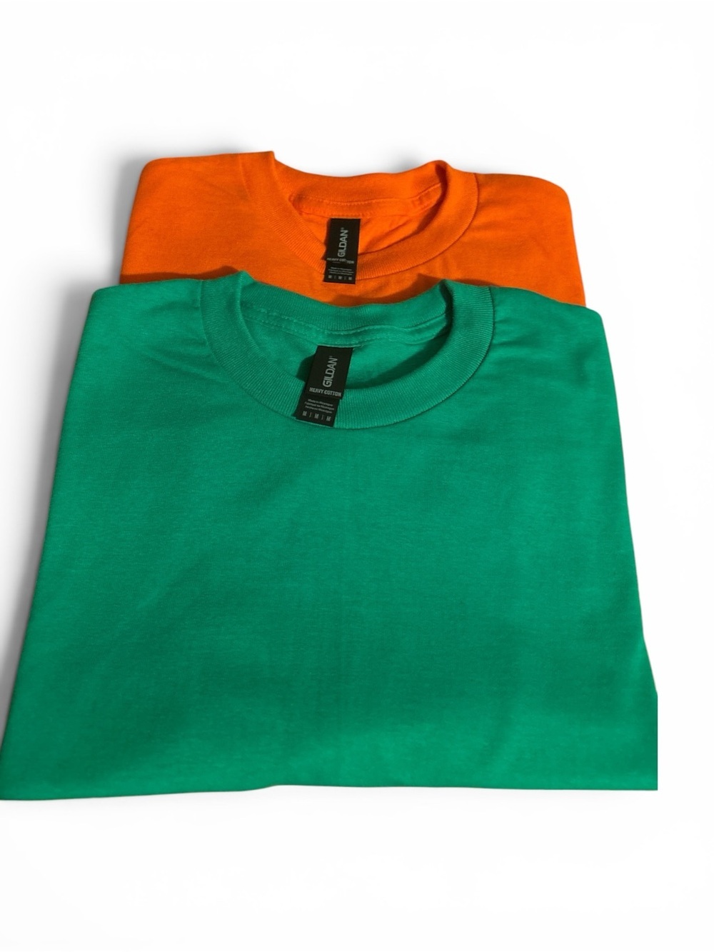 Gildan Green and Orange Crewneck T-Shirts  (set of 2)  Cotton NWOT